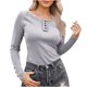 thumbnail image 2 of Ailaofu Women’s Long Sleeve Henley T Shirts Button Down Slim Fit Tops V-Neck Ribbed Knit Shirts, 2 of 6