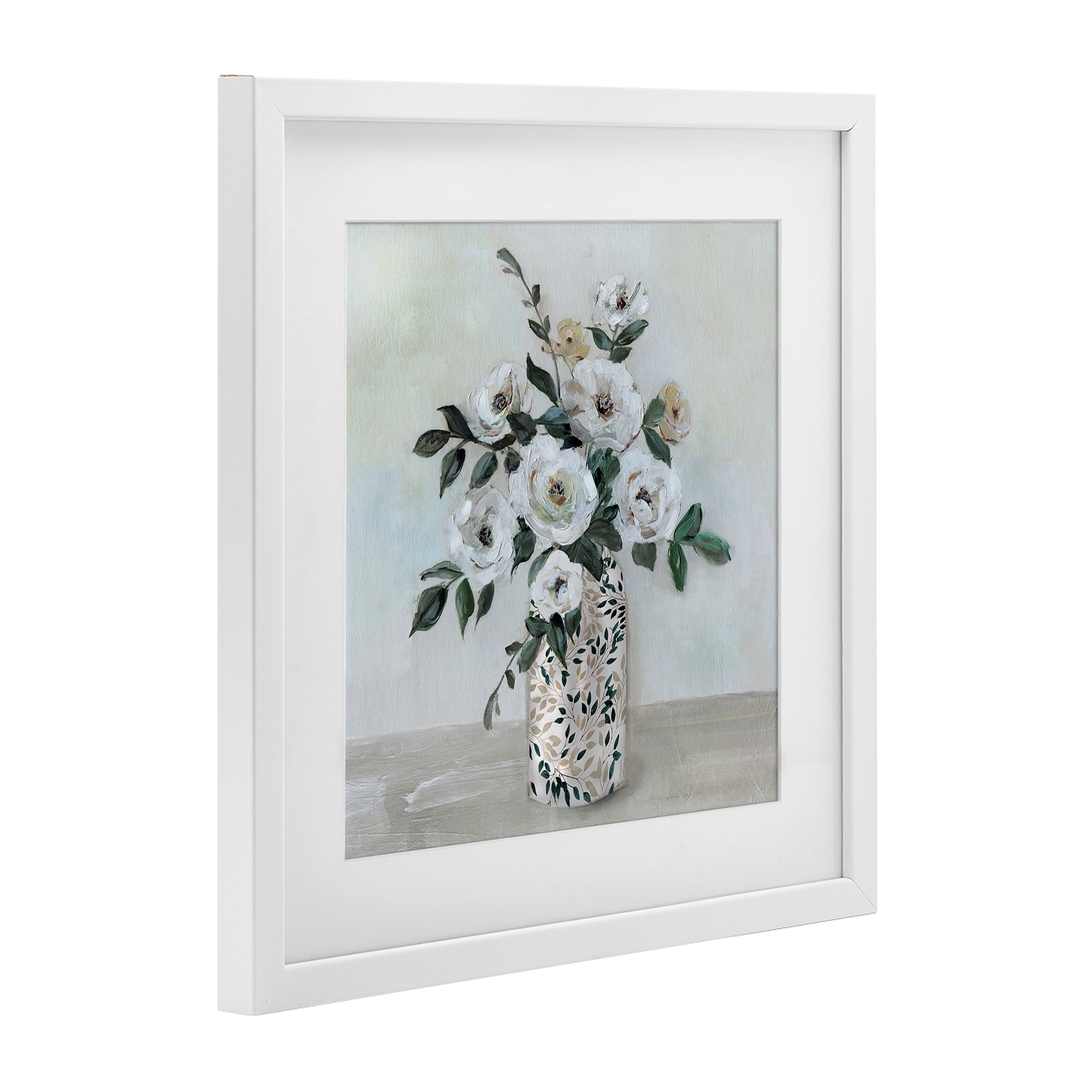 Stupell Industries Leaf Patterned Flower Vase White Framed Print Under Glass, design by Sally Swatland