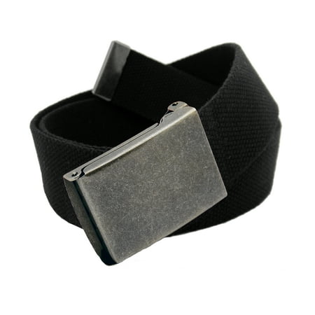 Boys School Uniform Distressed Silver Flip Top Military Belt Buckle with Canvas Web Belt Small (Best Belt Buckle Knife)
