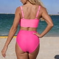 thumbnail image 6 of Duqingm Mid Rise Bikini Sets for Women Women Two Piece Bathing Suits Push Up Bikini Set Halter Swimsuit Vintage Swimwear Hot Pink,2XL, 6 of 6