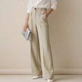 thumbnail image 5 of Solid Color Casual Women's High Waisted Pleated Loose Trousers, Work Pants Dress Pants, Office Chic Trousers,Khaki,S, 5 of 5