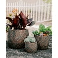 thumbnail image 5 of XBrand PL6707BN XBrand 17.7', 12.6' and 9'W Round Brown and Bronze Fiberstone/Cement Indoor Outdoor Planters (Set of 3), 5 of 9