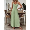 thumbnail image 4 of ZOELNIC Women's Summer Jumpsuit Spaghetti Strap Back Bow Romper, Wide Leg Vacation Outfit, Casual Resort Wear One Piece for Beach & Travel, M, 4 of 7