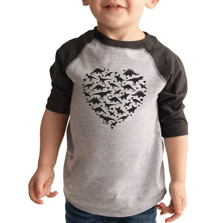 

7 ate 9 Apparel Kids Dinosaur Heart Shirt - Dino Lover Gift Grey Shirt 6 Months