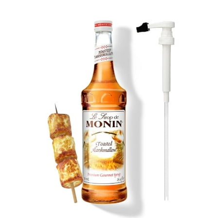 Monin Toasted Marshmallow Flavouring Syrup, 25.4 fl oz (750ml) Glass Bottle with Absol White Pump