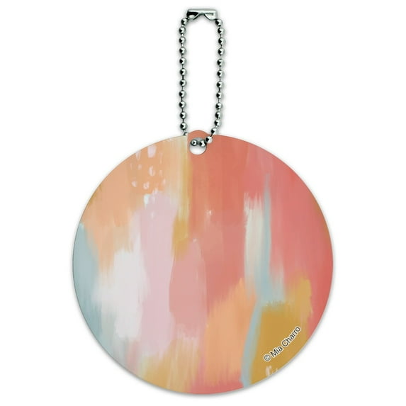 Pink Sky Watercolor Round Luggage ID Tag Card Suitcase Carry-On