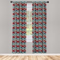 thumbnail image 2 of Ambesonne Floral 4-Panel Curtains, Bohemian Flowers Folkloric, 56"x84", Vermilion and Pale Blue, 2 of 4