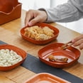 thumbnail image 6 of Kitchen Wood Grain Plastic Square Plate, 5. 46 Inch Dishwasher Safe Serving Dish for Daily Meals and Dining, 6 of 10