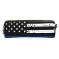 thumbnail image 2 of Ratiio Thin Blue Line Flag Pattern Leather Pencil Case, Pencil Pouch with Durable Zipper, Compact and Stylish Organizer for Stationery, Art Supplies, Travel Essentials, 2 of 8