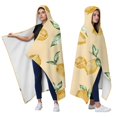 thumbnail image 2 of Wearable Blanket,Yellow Lemon Fruit Leaves LightYellow Pattern Hooded Wearable Flannel Blanket for Adults & Teens,Winter Poncho Shawl Wrap Cape Cozy Anti-Pill,50"x60", 2 of 5