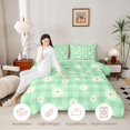 thumbnail image 4 of Manfei Floral Daisy Queen Comforter Set 3 Pieces,Geometric Plaid Comforter Sets Queen,1 Comforter and 2 Pillowcases,Reversible, 4 of 6