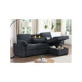 thumbnail image 4 of Mackenzie Dark Gray Chenille Sleeper Sectional Storage Cup Holders USB Ports, 4 of 6