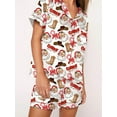 thumbnail image 4 of Christmas Pajama Set for Women Short Sleeve Tops + Elastic Waist Shorts Pjs Loungewear Set Holiday Sleepwear, 4 of 6