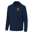 thumbnail image 2 of Men's Antigua Navy Illinois Fighting Illini Connected Quarter-Zip Waffle-Knit Tri-Blend Hoodie, 2 of 3