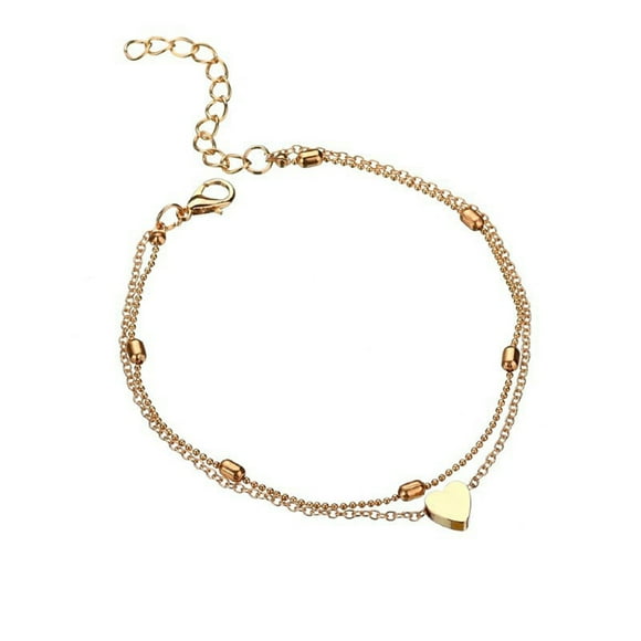Hearth & Gear Fashion Multiple Heart Alloy Women's Anklet With Beaded Chain For Beach Accessories Bracelet for Women Tibetan Bracelet Rose Quartz Bracelet Hair Band Bracelet Display Name Bracelet