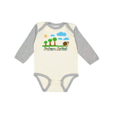 

Inktastic Painting Snail Future Artist with Trees and Clouds Gift Baby Boy or Baby Girl Long Sleeve Bodysuit