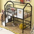 thumbnail image 3 of Metal Loft Bed with roof design and a storage box, Twin, Black, 3 of 13