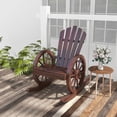 thumbnail image 7 of Kinfant Wooden Wagon Wheel Rocking Chairs, Outdoor Rocker Lounge Chair with Wheel Armrest and Slatted Back for Garden, Patio, Country, Poolside, Yard, Porch, Rustic, 7 of 7