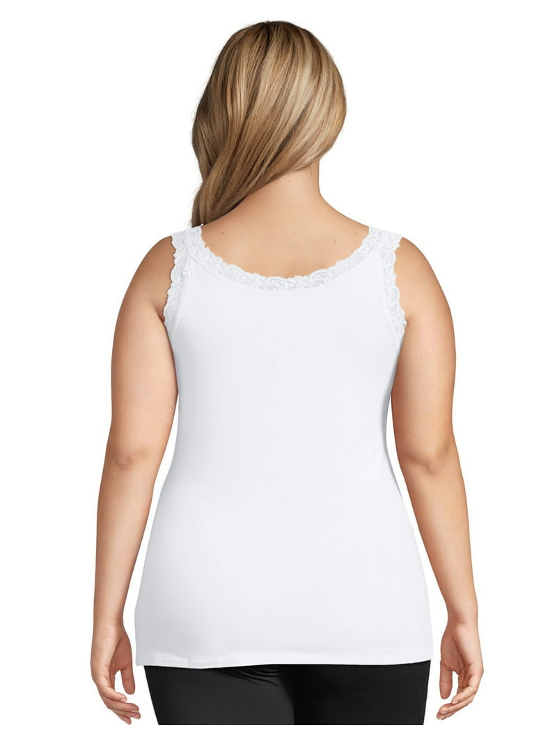 Hanes Plus Size Tank Top, 4X, White with Lace Trim - Walmart.com