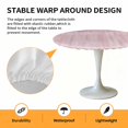 thumbnail image 2 of Elastic Fitted Round Tablecloth, Pink Waterproof Stretch Table Cover for 45"-54" Tables, Modern Abstract Art Ombre Striped Washable Outdoor Tablecloths for Patio, Picnic, Camping, 2 of 9