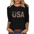 thumbnail image 2 of Vetsdori American Flag T Shirts for Women Plus Size 3/4 Sleeve Graphic Pullover Summer Crew Neck July 4th,Red White and Blue Independence Day Ladies Tops Casual, 2 of 5