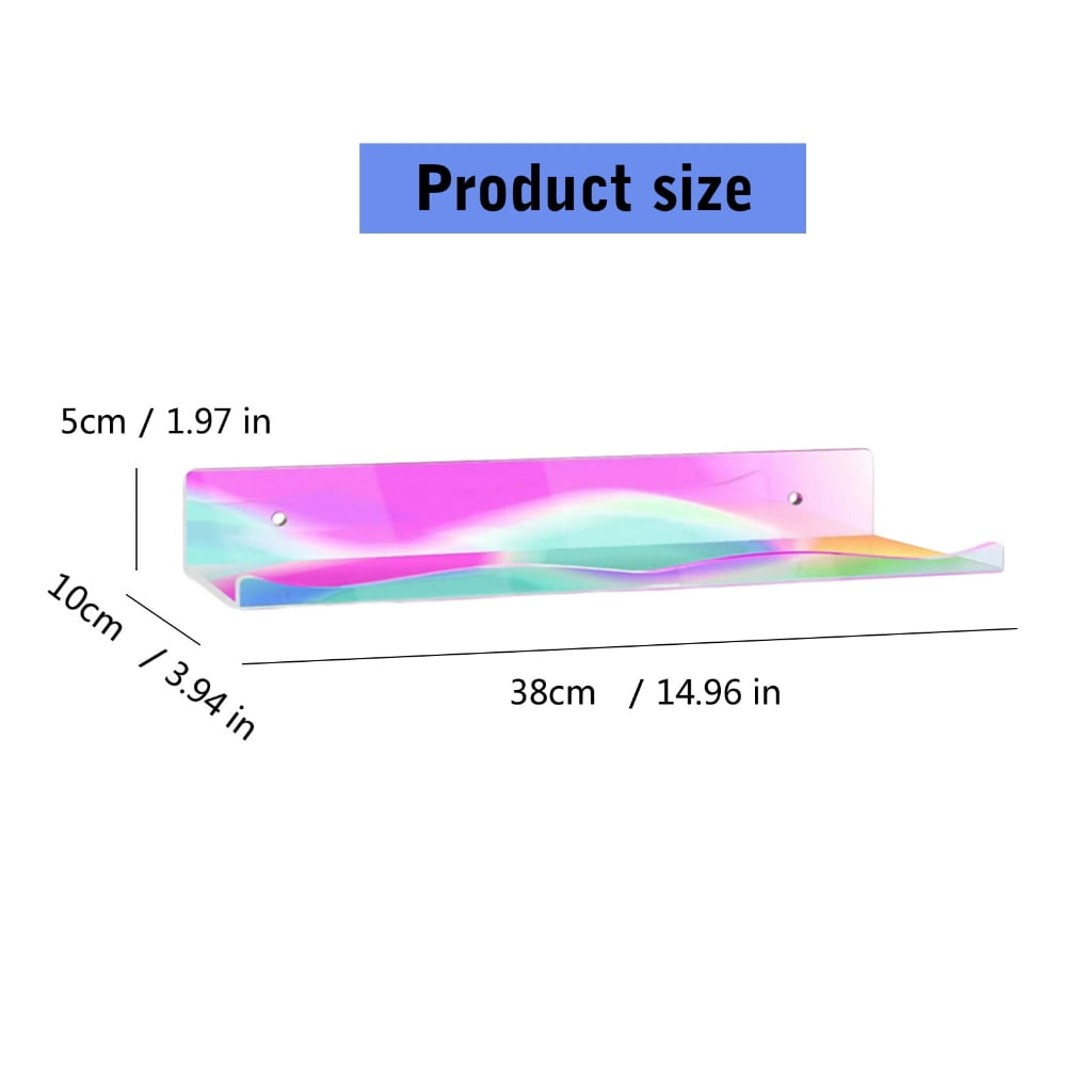 JZROCKER Set of 4 Multicolored Acrylic Floating Bookshelves Kids Room Acrylic Book Rack Floating Shelf Multicolored Storage Rack