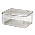thumbnail image 2 of Caja de almacenamiento de escritorio de plástico de gran capacidad, resistente al polvo, multifuncional, con tapa, color gris claro, 2 of 12