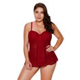 thumbnail image 3 of mujeres dos piezas de encaje tankini push up traje de baño s vino rojo Sunnimix Traje de baño de Tankini de las mujeres, 3 of 8