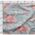 thumbnail image 2 of Soimoi Chinese Floral Printed, Cotton Fleece, Fabric by The Yard Sewing DIY Stretch Fabric 56 Inches Wide, WarmFabric for Hats, Coats, Gloves, Blankets, Light Blue, 2 of 5