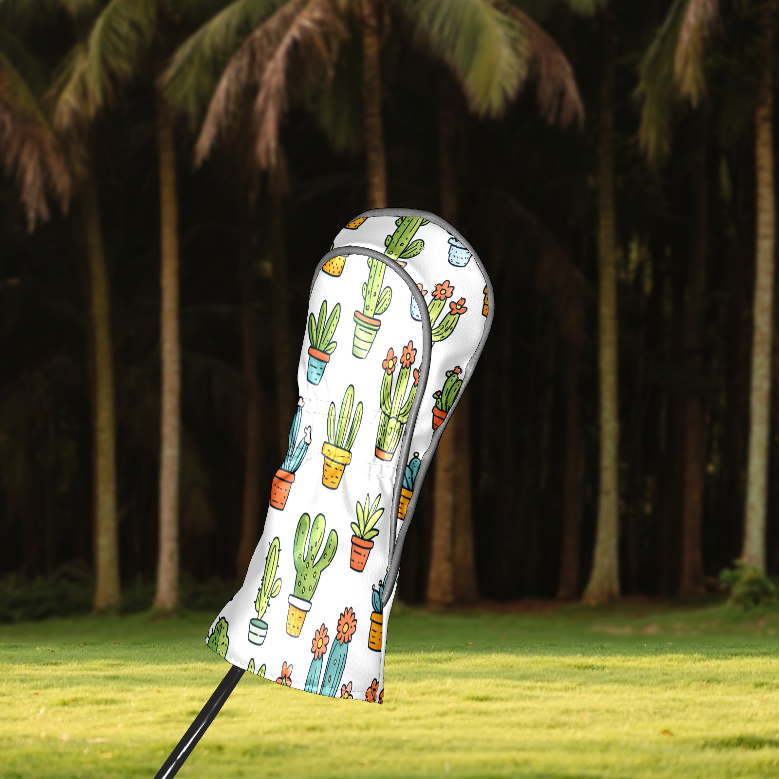 Golf Club Covers PU Leather Waterproof Head Covers for Fairway Woods Hybrids Succulents