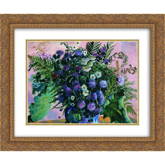 Boris Kustodiev 2x Matted 24x20 Gold Ornate Framed Art Print 'Finland bouquet'
