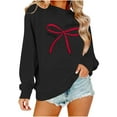 thumbnail image 4 of SwiftWear Women's Merry Christmas Red Bow Sweatshirt - Festive Crewneck Holiday Top Soft Long Sleeve Casual Wear for Seasonal Celebrations Black, 4 of 9