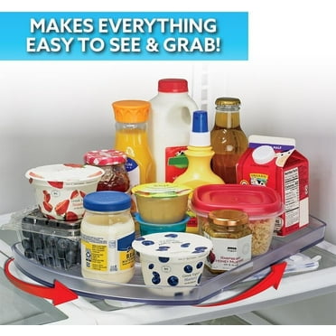 Turntable Lazy Susan Organizer Rack for Refrigerator Organizer -Smart Spin Rotating Organizer for Cabinet Countertop Table Pantry Clear Fridge Organizer