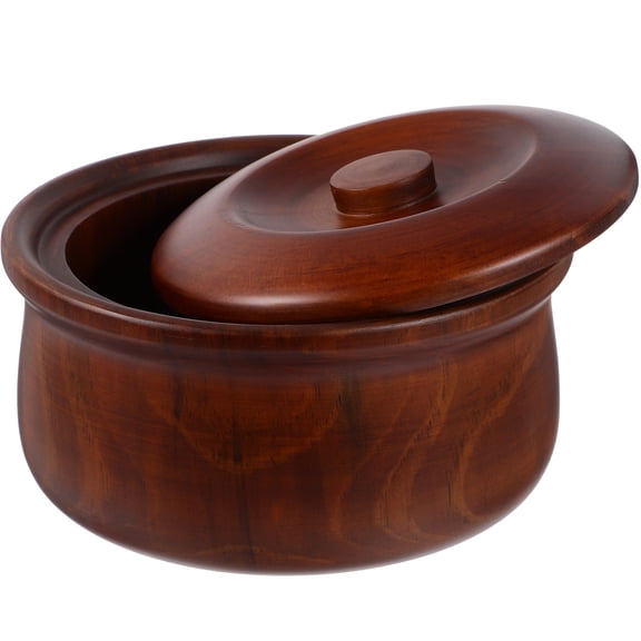 SEWCHICS Vintage Wooden Snack Bowl with Lid, Lightweight Fruit and Snack Serving Dish for Home, Kitchen, and Store Use