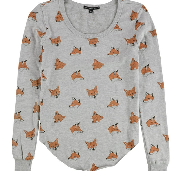 TRULY MADLY DEEPLY Womens Fox Graphic T-Shirt, Grey, X-Small