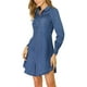 thumbnail image 1 of INSPIRE CHIC Vestido de Camisa de Mezclilla Casual con Manga Obispo y Bolsillo en el Pecho para Mujer XL Azul, 1 of 8
