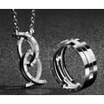 thumbnail image 5 of Titanium Steel Couple Rings, Polished Geometric Design, Non-Inlay, His and Hers Matching Rings, 5 of 6
