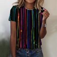 thumbnail image 2 of Gibobby Casual Playera de Manga Corta para Mujer Tops cuello redondo con estampado Vintage degradado diario para mujer, camiseta manga corta con cuello redondo, blu(Marrón,G), 2 of 4