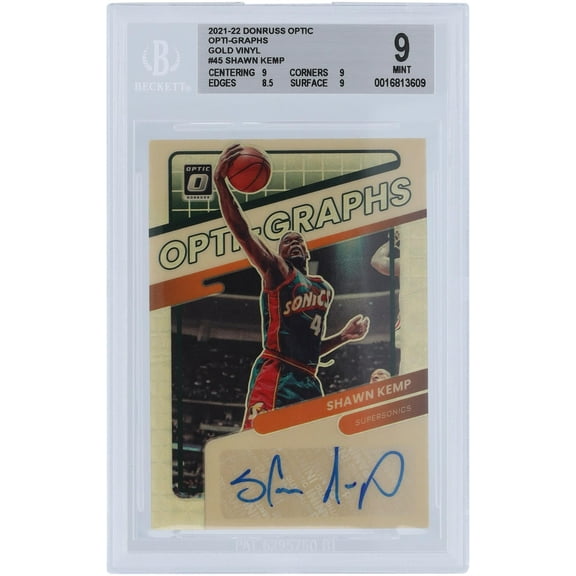 Shawn Kemp Seattle Supersonics Autographed 2021-22 Panini Donruss Optic Gold Vinyl Prizm #OG-SKP #1/1 BGS Authenticated 9 Card - 9,9,8.5,9 Subgrades - Fanatics Authentic Certified