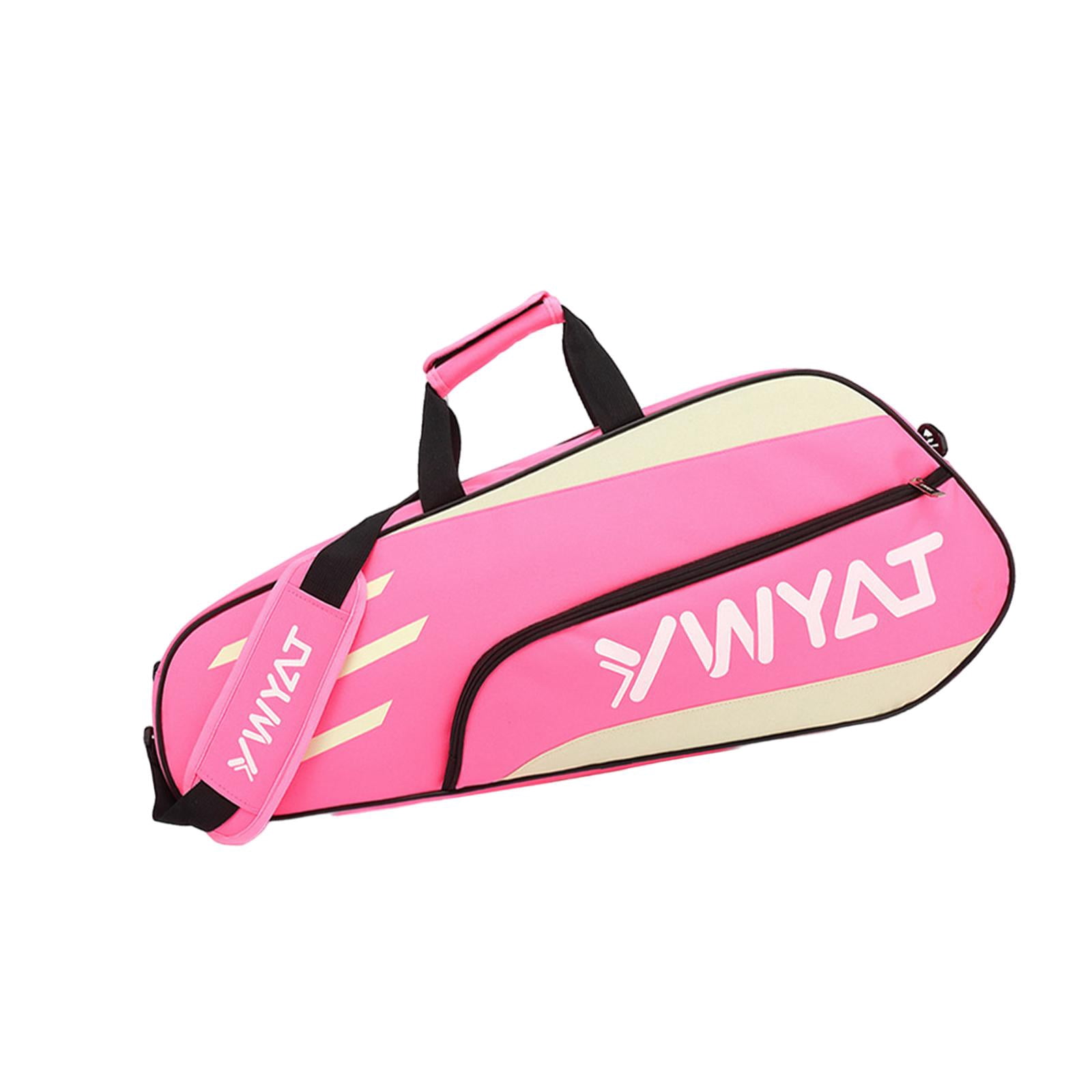 funtasica Badminton Racquet Bag Tennis Bag Outdoor Sports Gym Bag Large Capacity Racket Carry Bag Tennis Tote for Badminton Enthusiasts Pink White