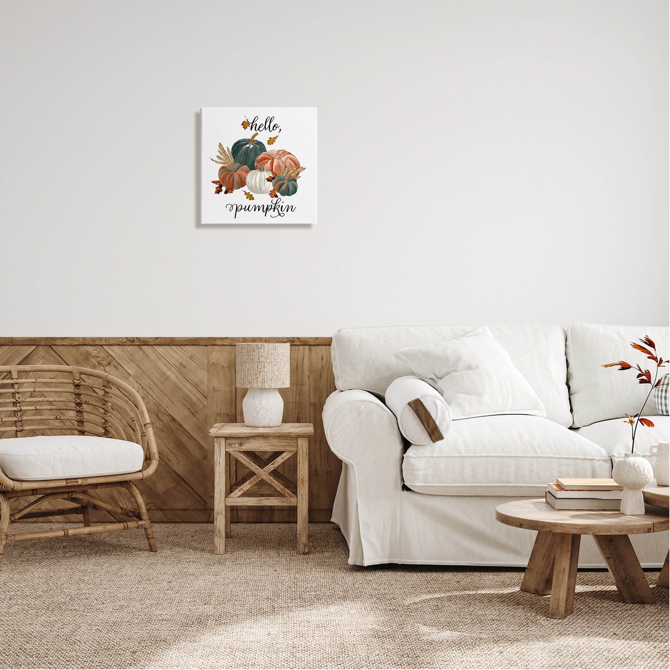 Stupell Industries Hello Pumpkin Fall Harvest Graphic Art Gallery Wrapped Canvas Print Wall Art, Design by The Saturday Evening Post