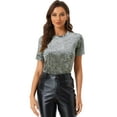 thumbnail image 1 of Disfraz de navidad Camiseta Terciopelo Sólida Casual De Manga Corta Con Cuello Redondo Para Mujer Gris L, 1 of 5