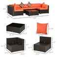 thumbnail image 2 of CoSoTower 7pcs Garden Wicker Sectional Set w/ Tea Table Patio Rattan Lounge Sofa with Cushion for Outdoor Deck Orange, 2 of 7