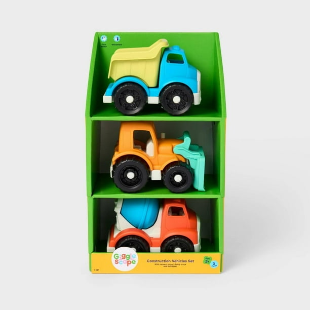 Juego de camiones de juguete Gigglscape Construction Vehicles, 3 piezas, más de 2 años