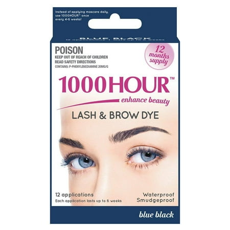 1000 Hour Eyelash & Brow Dye / Tint Kit Permanent Mascara (Blue (Best Eyebrow Dye Uk)
