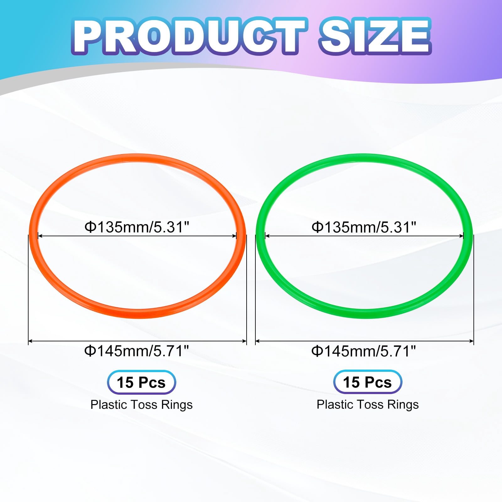 Uxcell Plastic Toss Ring 5.31 Inch, 60 Pack Sports Rings Toss Game for Carnival Outdoor Games, Orange/Green