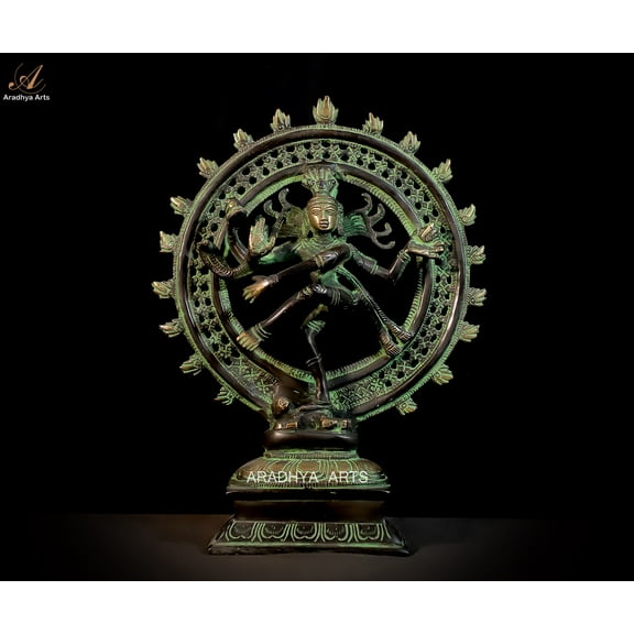 Aradhya Arts Brass Natraj statue, 11.02 inch tall sculpture of Lord Dancing Shiva with weight 2.8 Kg for Home Décor, Temple, Offices and all occasion gifting.