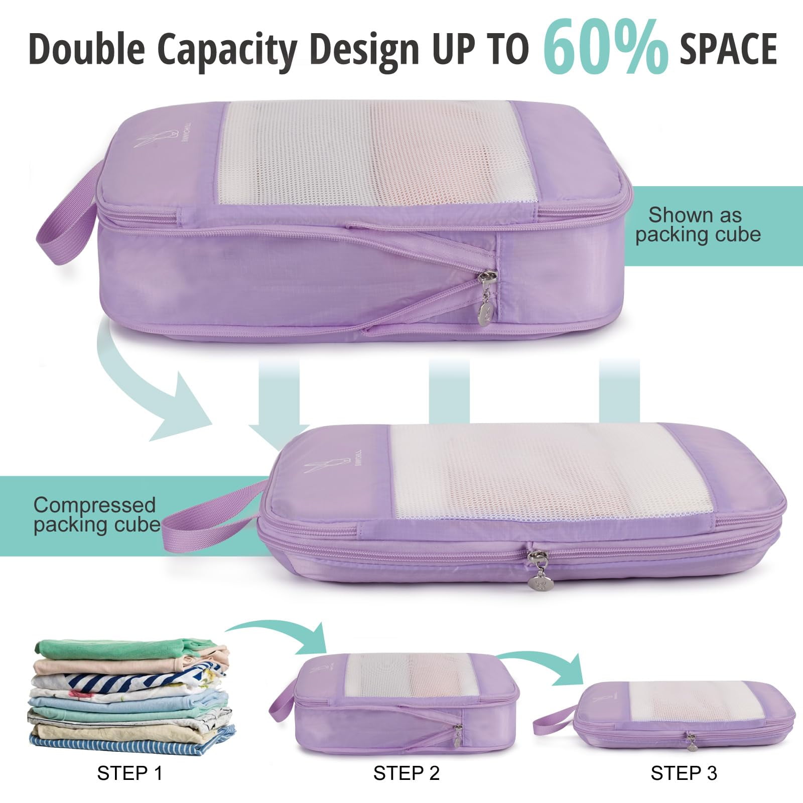 TRIPGEAR 6 Set Expandable Compression Packing Cubes, Lightweight Travel Organizer Bags
