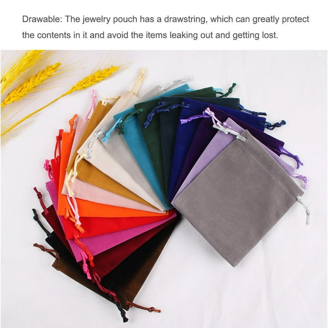 Jewellery Pouch Small Drawstring Bags Bracelet Packaging Display Goodies Presents Mobile Phone Storage Gifts Solid Pouches Pink-15*20