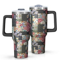 OBREWU Pioneer Flower Tumbler with Handle and Lid,Pioneer Flower 40oz Double Wall Vacuum Insulated Tumbler,Cups Gift for Women and Men